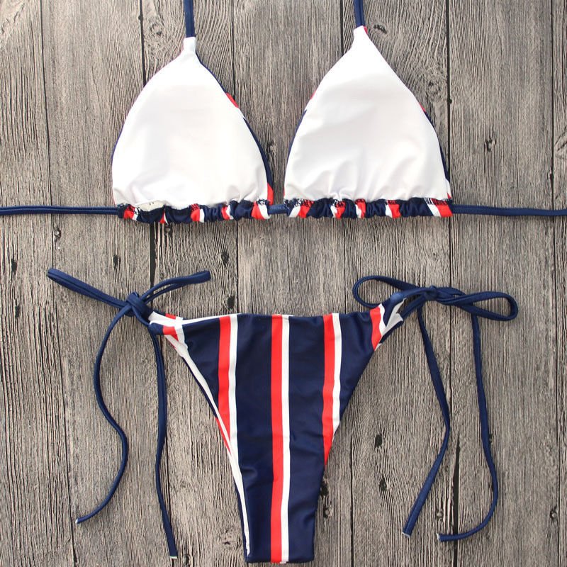 Sexy triangle striped bikini - Image 5