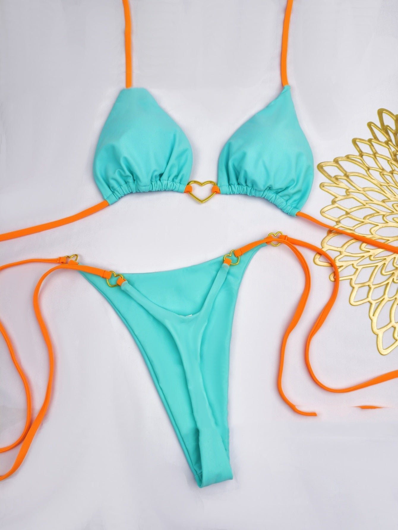 Lace Up Split Bikini Swimsuit - Image 3