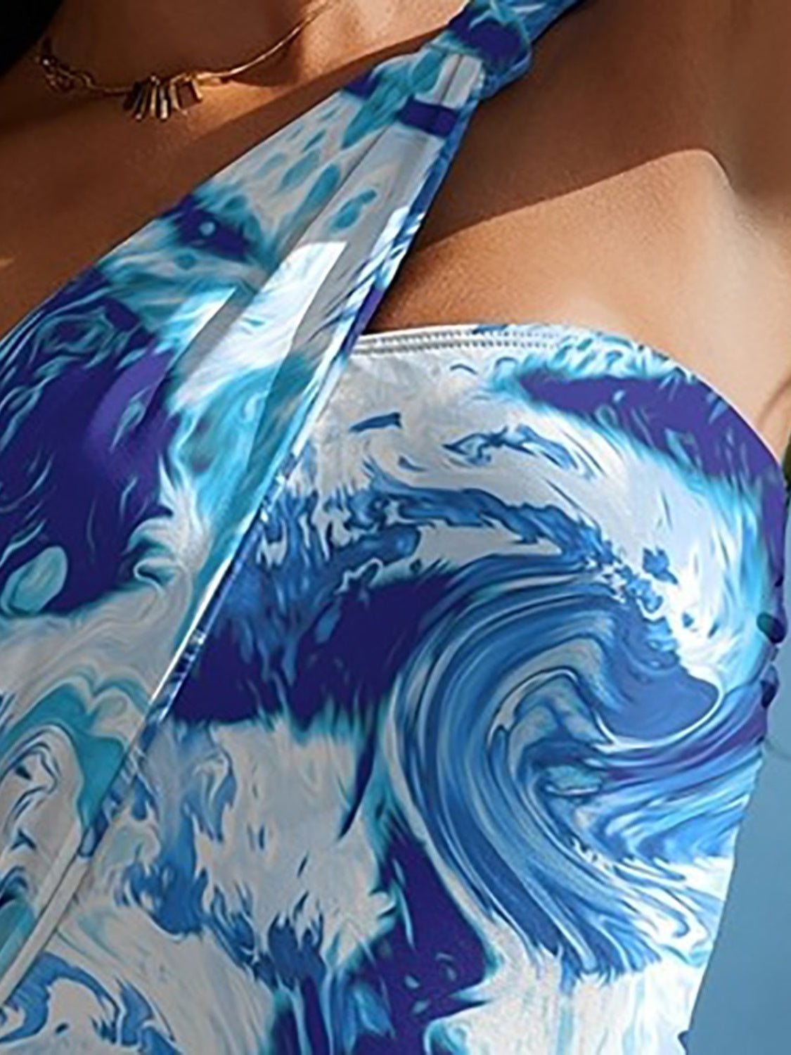 Cutout Printed One-Shoulder One-Piece Swimsuit Women's Swimwear - Image 3
