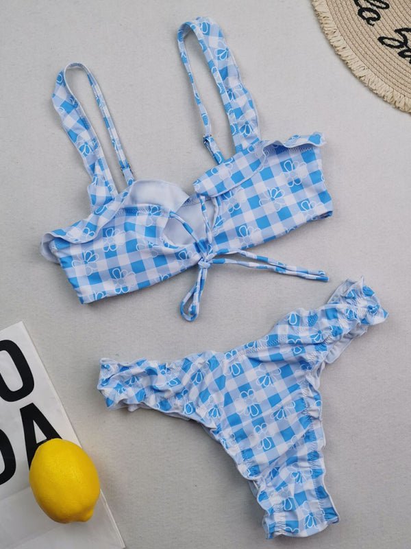 Women's new multi-color printed lace swimsuit bikini Tie Sexy Cute KESLEY Bathing Suits Floral Picnic - Image 30