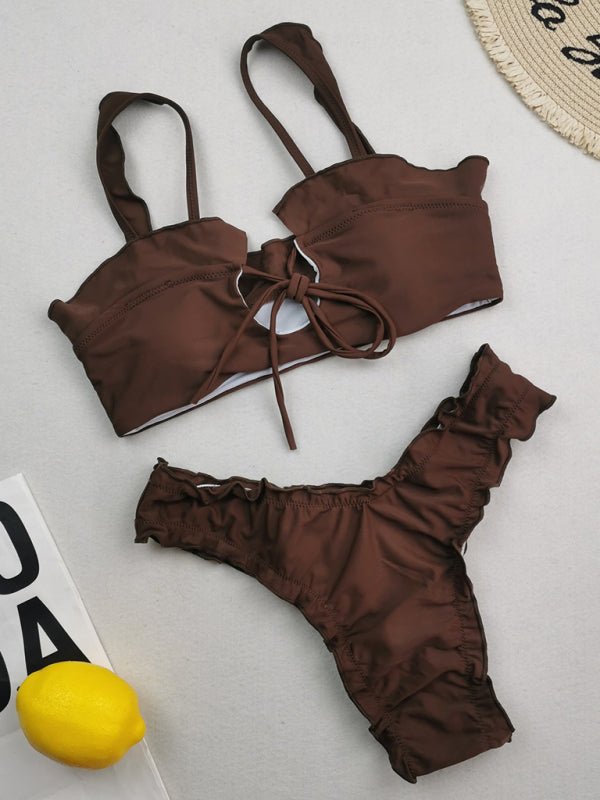 Women's new multi-color printed lace swimsuit bikini Tie Sexy Cute KESLEY Bathing Suits Floral Picnic - Image 8