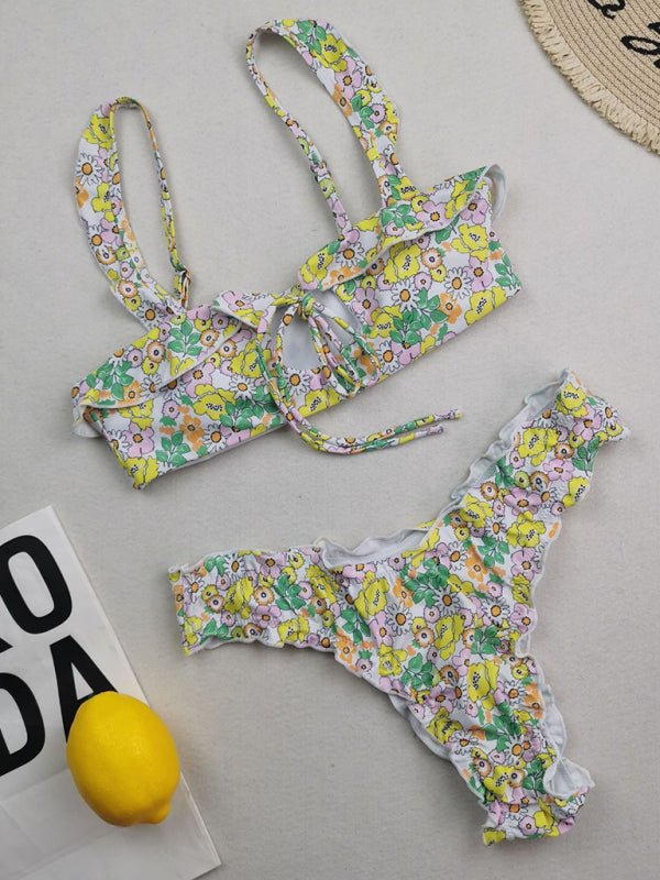 Women's new multi-color printed lace swimsuit bikini Tie Sexy Cute KESLEY Bathing Suits Floral Picnic - Image 21