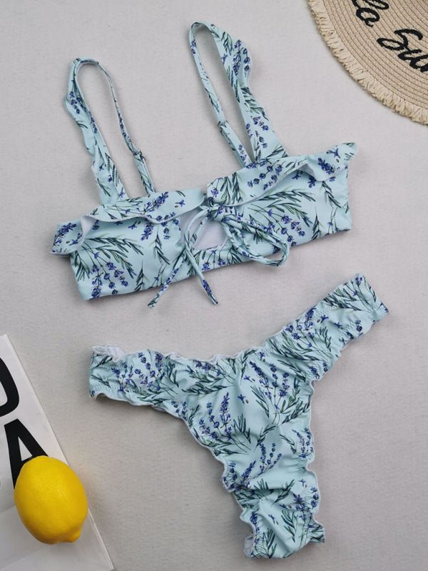 Women's new multi-color printed lace swimsuit bikini Tie Sexy Cute KESLEY Bathing Suits Floral Picnic - Image 36