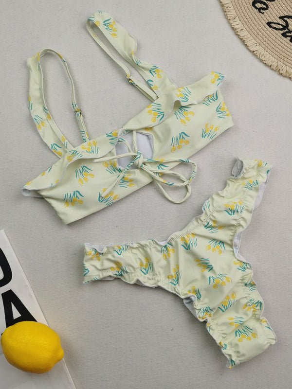 Women's new multi-color printed lace swimsuit bikini Tie Sexy Cute KESLEY Bathing Suits Floral Picnic - Image 33