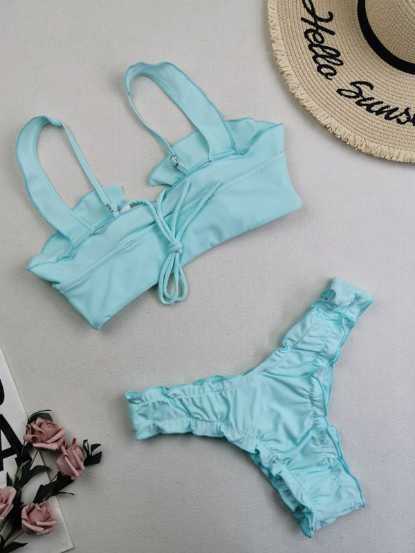 Women's new multi-color printed lace swimsuit bikini Tie Sexy Cute KESLEY Bathing Suits Floral Picnic - Image 2