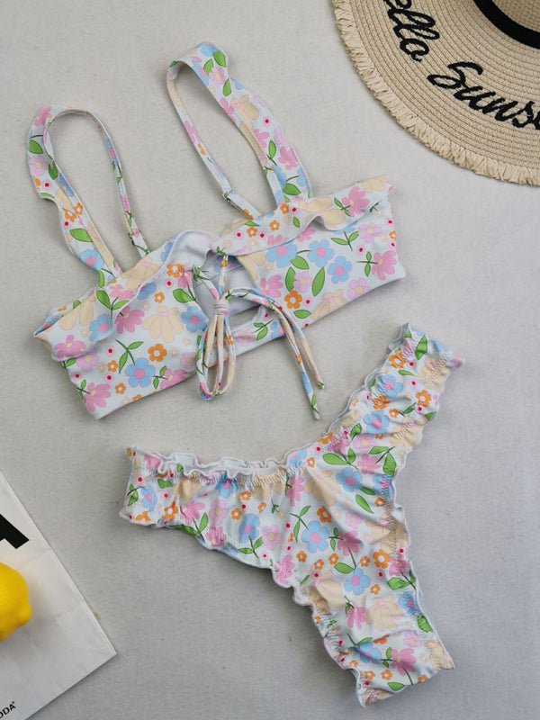 Women's new multi-color printed lace swimsuit bikini Tie Sexy Cute KESLEY Bathing Suits Floral Picnic - Image 27