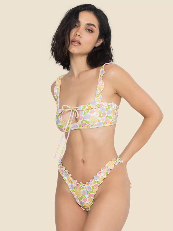 Women's new multi-color printed lace swimsuit bikini Tie Sexy Cute KESLEY Bathing Suits Floral Picnic - Image 29