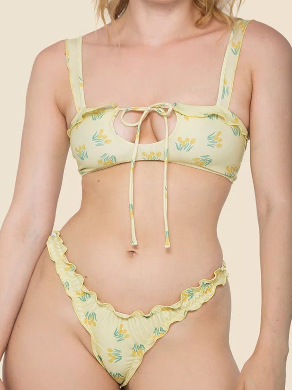 Women's new multi-color printed lace swimsuit bikini Tie Sexy Cute KESLEY Bathing Suits Floral Picnic - Image 13