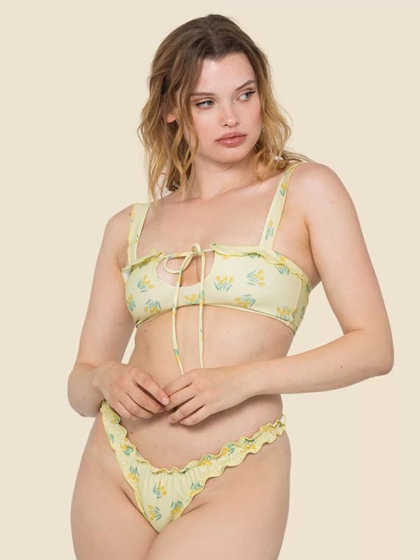 Women's new multi-color printed lace swimsuit bikini Tie Sexy Cute KESLEY Bathing Suits Floral Picnic