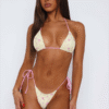 Women's sexy printed contrast color suspender swimsuit