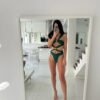 Sexy One Piece Bikini Women's One Piece Forrest Green Swimsuit Sexy Cutouts Halter Neck Bathing Suit